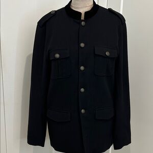 Men’s THEORY 90% Wool 10% Cashmere Military Style Black Coat |Size